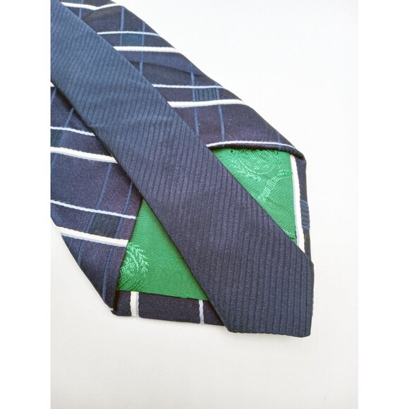 Tommy Hilfiger Mens Vintage Plaid Striped Necktie Navy & White Stripes Classic - Picture 13 of 16